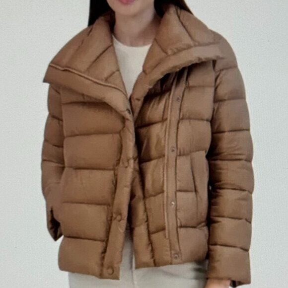 Tahari Ladies' Asymmetrical Puffer Jacket, Tan NEW WITH TAGS - Picture 2 of 9